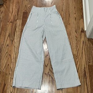 Black and White Striped Wide-Leg Pants